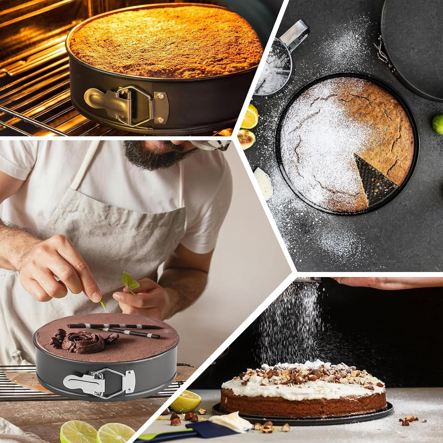 Springform Cake Pan Set of 3 (7,8,9 Inch), round Nonstick Cake Baking Tins with Removable Bottom, 3 Tier Wedding Cakes Mold, Leakproof Cake Pan/Cheesecake Pan Set of Small, Medium, Large (Round) image number 5