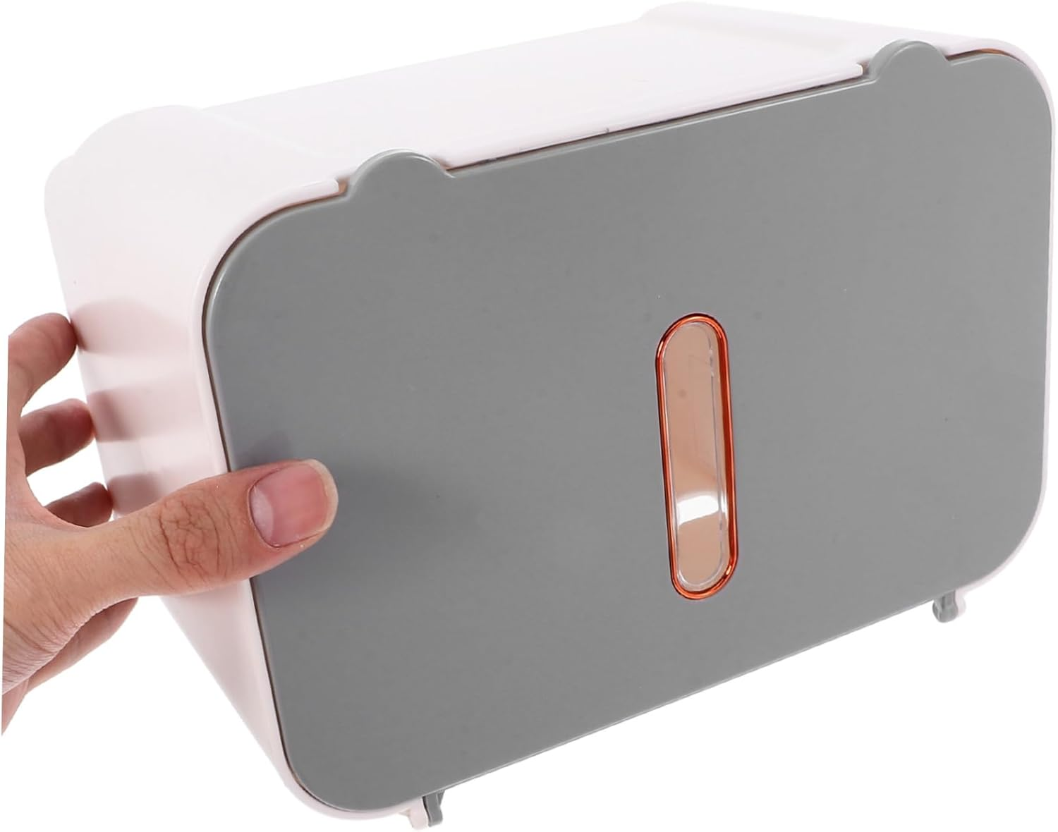 Waterproof No-Drill Wall Mounted Paper Towel Dispenser for Bathroom and Kitchen, Gray Plastic Paper Towel Holder, Space-Saving Tissue Box for Toilet and Washroom image number 4