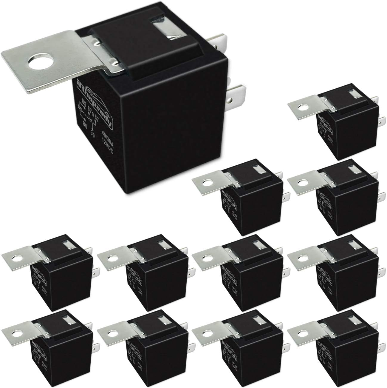 12 Pack 40/30 AMP 5 Pin SPDT 12 V DC Bosch Style Relay Switch for Electrical Automotive Truck Marine Boat (No Relay Socket and Wiring Harness) image number 6
