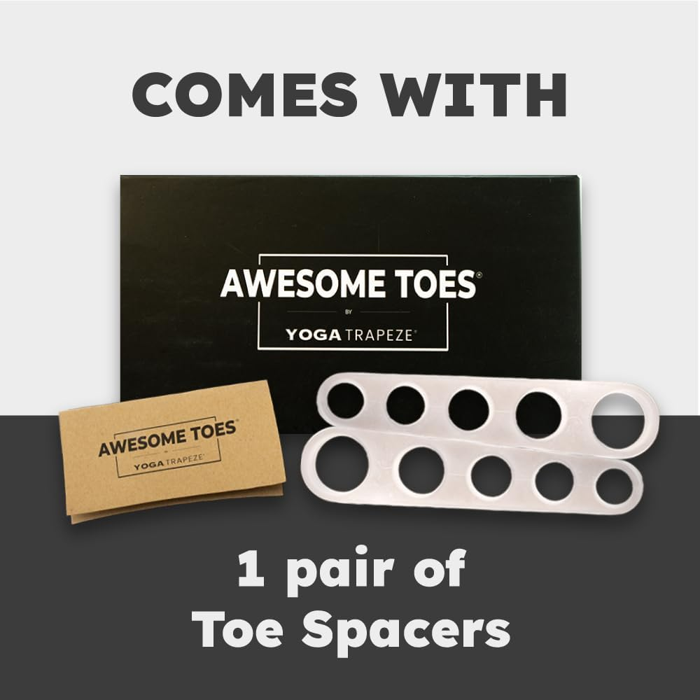 Yoga Trapeze Natural Toe Spacers & Separators, Fast Pain Relief from Hammertoe & Bunions | Food Grade Silicone Toe Stretchers Used for Walking, Running & Yoga Practice | Medium