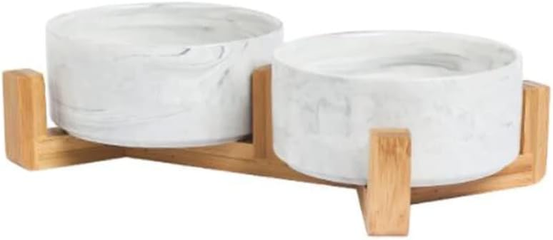 A4DOG Ceramic Dog Bowls with Stand - Elevated Dog Water and Food Bowl Set 13.5Oz Cat & Dog Feeding Station Spill Proof Splash Proof Raised Pet Food Bowls for Dogs, Green/White No Mess Pet Feeder