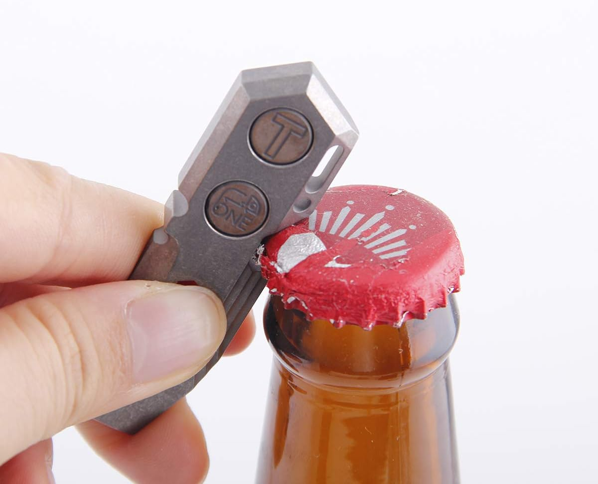 Titanium Pry Bar EDC Multi Tool with Bottle Opener Screwdriver Function Keychain Tools Outdoor Gear image number 3