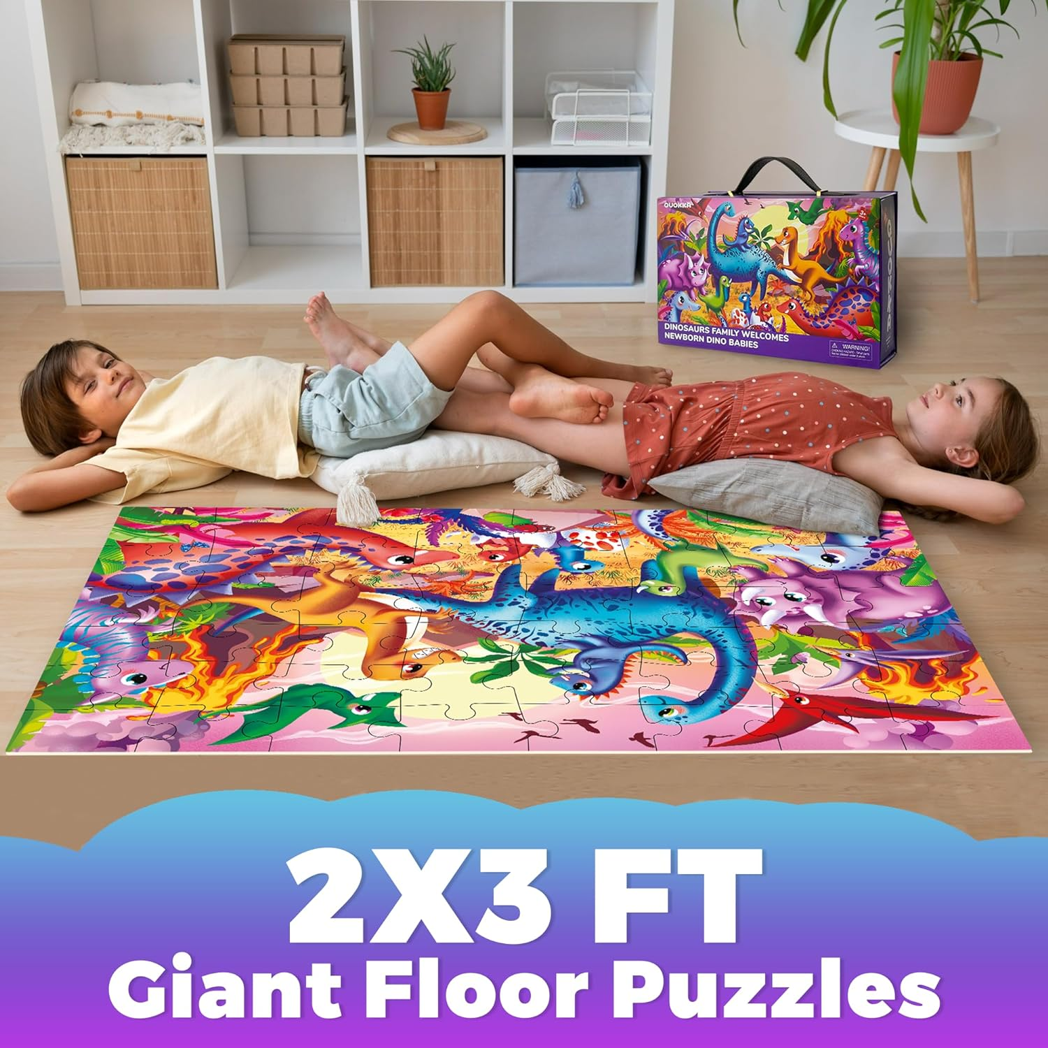 QUOKKA Giant Floor Puzzles for Kids Ages 4-6 - 2X3 Feet 48 Piece Puzzles for Toddlers 3-5 - Large Educational Kids Puzzles Ages 2-4 - Dinos Activity Game for Boys and Girls