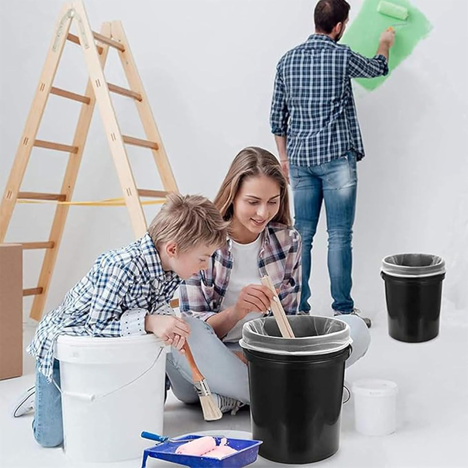 5 Pcs White Fine Mesh Paint Strainer Bags with Elastic Top - Heavy Duty Paint & Liquid Filter Bags for 5 Gallon Buckets - Ideal for Painting, Gardening & Industrial Filtration image number 4