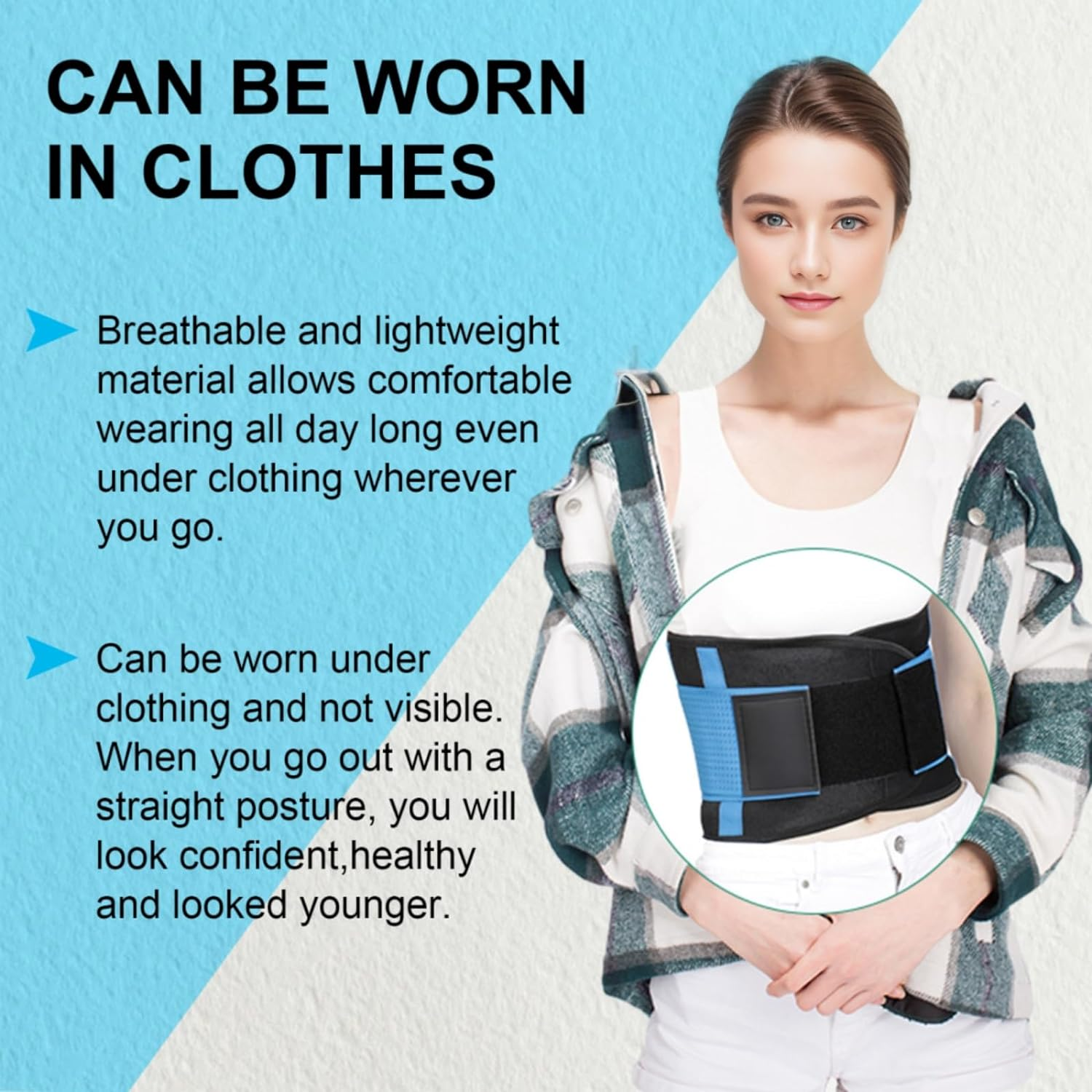 Back Brace for Men and Women,Breathable Back Support Belt,Back Support for Lower Back Pain and Spinal Fractures,Back Braces for Scoliosis Treatment (Pink, XL) image number 3