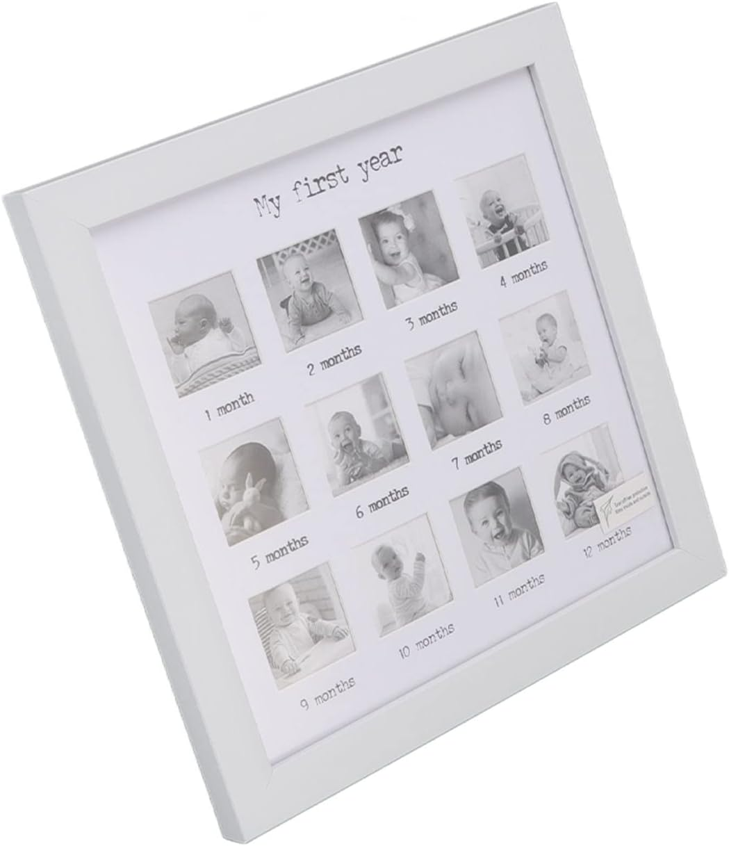 Baby First Year Photo Frame 12 Months Newborn Monthly Picture Frame White Sturdy Durable Baby Growth Record Keepsake Memory Display Wall Mount or Tabletop 25X25Cm image number 6