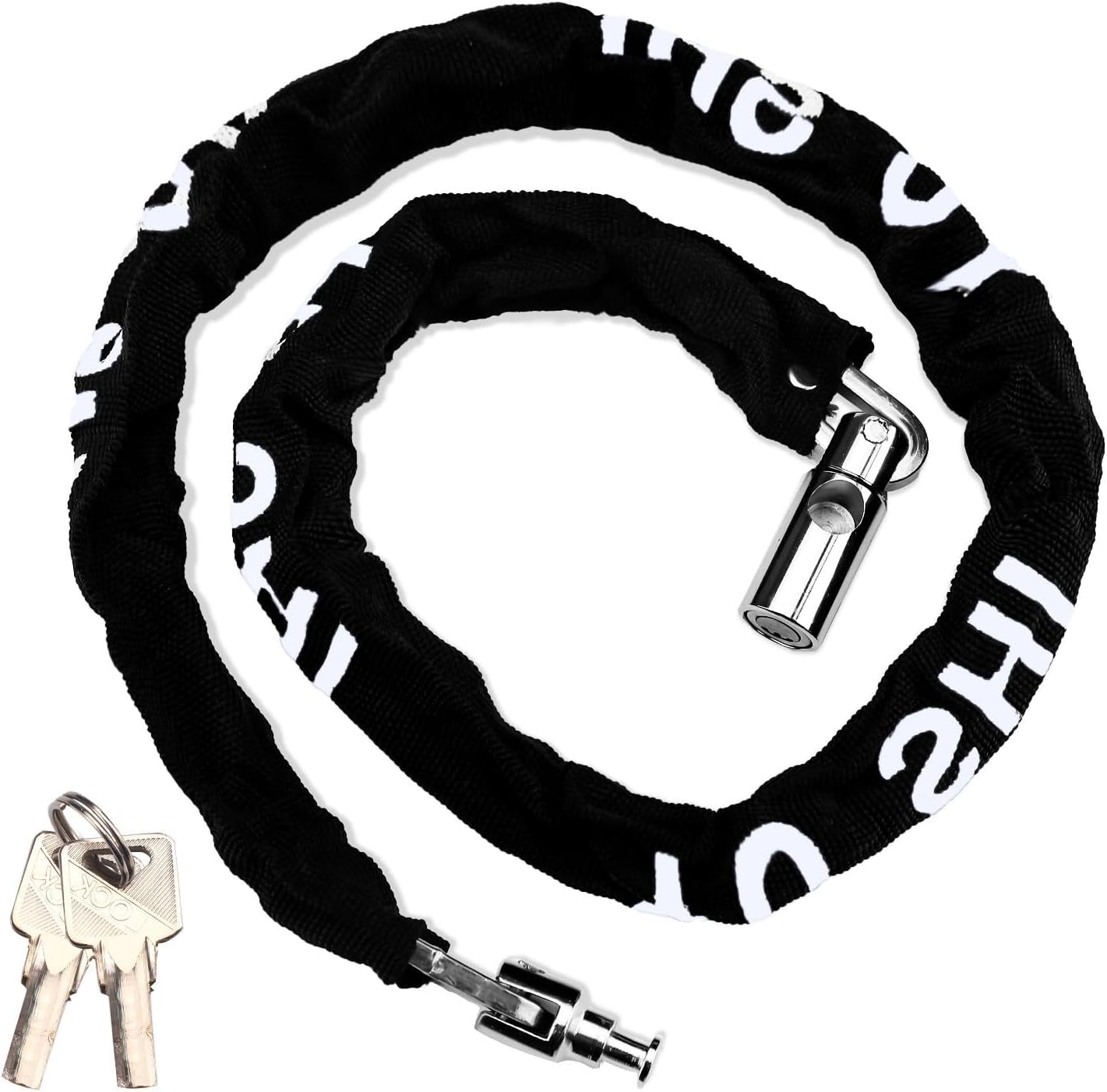 Bike Chain Lock with 2 Keys, 4.26FT Bicycle Locks Heavy Duty anti Theft, Bicycle Chain Locks, Bike Lock Chains for Motorbikes, Trucks, Iron Gates, Trolleys (Black)