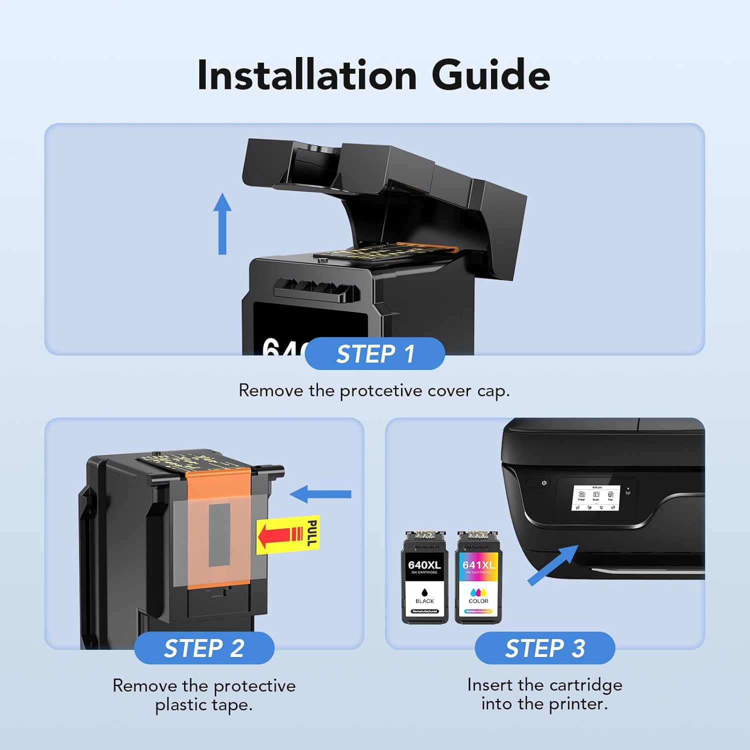 Colorfly Remanufactured 640 XL 641 XL Ink Cartridges Replacement for Canon 640XL 641XL Combo Pack Pg640Xl Black Cl641Xl Color Works for Pixma MG3660 TS5160 MG2260 MG2160 MG3160 (1 Black 1 Color) image number 5