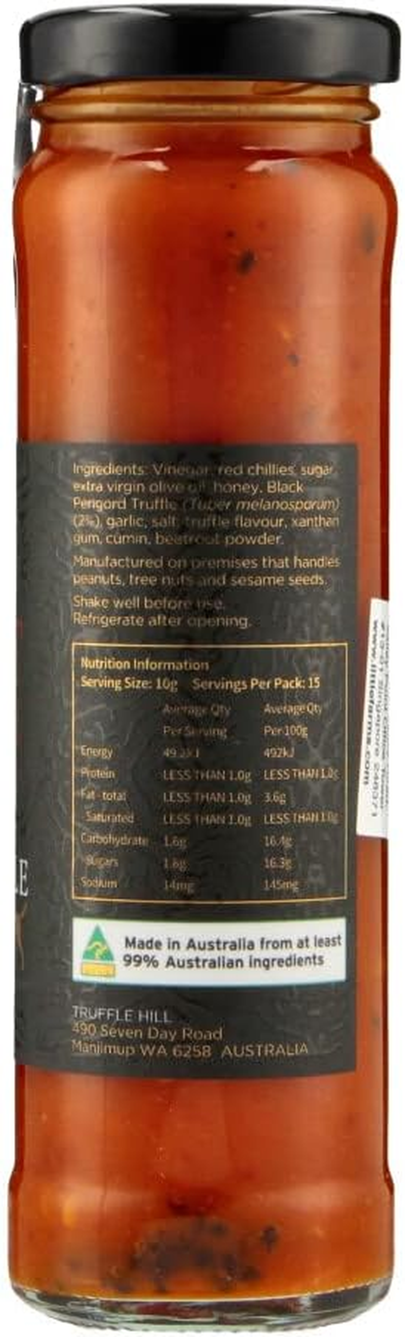 Truffle Hill - Truffle Hot Sauce (150G), Medium Heat Chilli Hot Sauce Infused with Black P&eacute;rigord Truffles, Keto, Paleo, Vegan, Vegetarian, Lactose Free, Gluten Free, Celiac Friendly