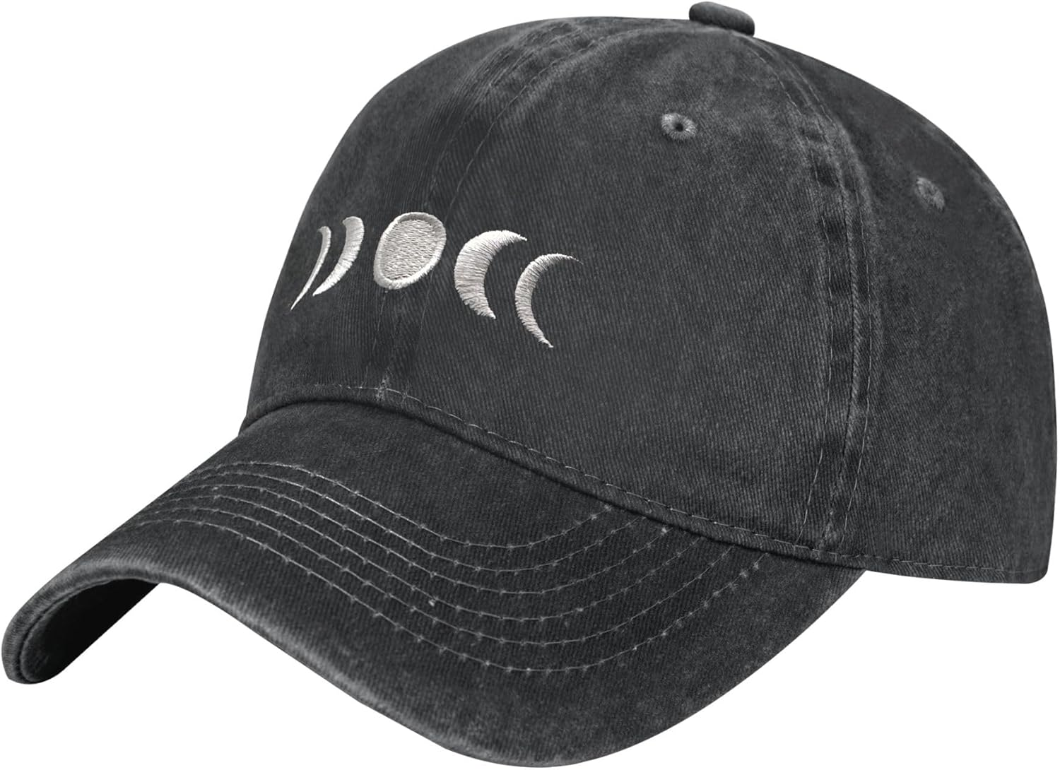 Gothic Goth Crescent Moon Hat, Adjustable Embroidered Washed Baseball Cap for Men Women, Crescent Moon, One Size image number 3