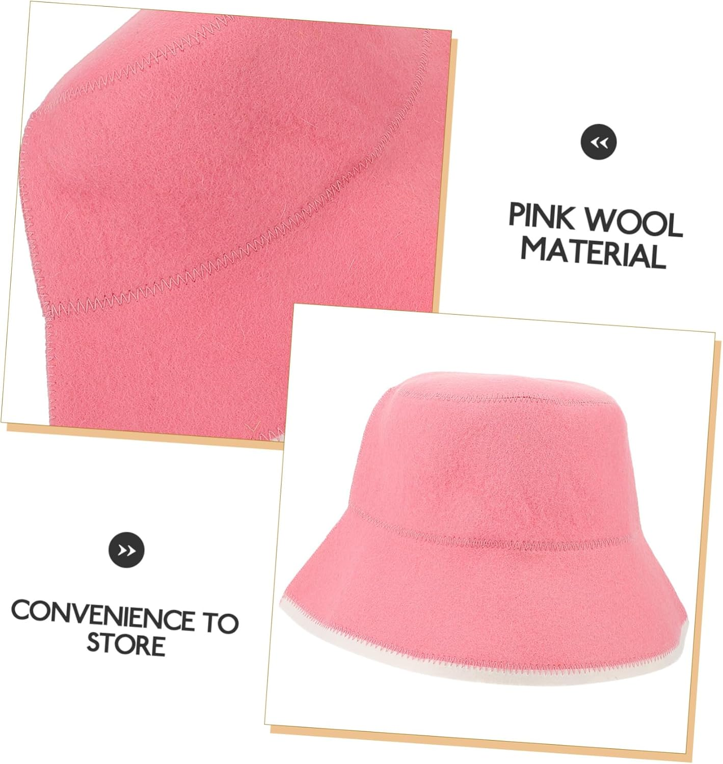 Parliky Wool Sauna Hat for Women and Men, Water Absorbent Lightweight Natural Wool, Breathable High Temperature Resistant Sauna Accessory for Spa and Bath Use, Pink image number 3
