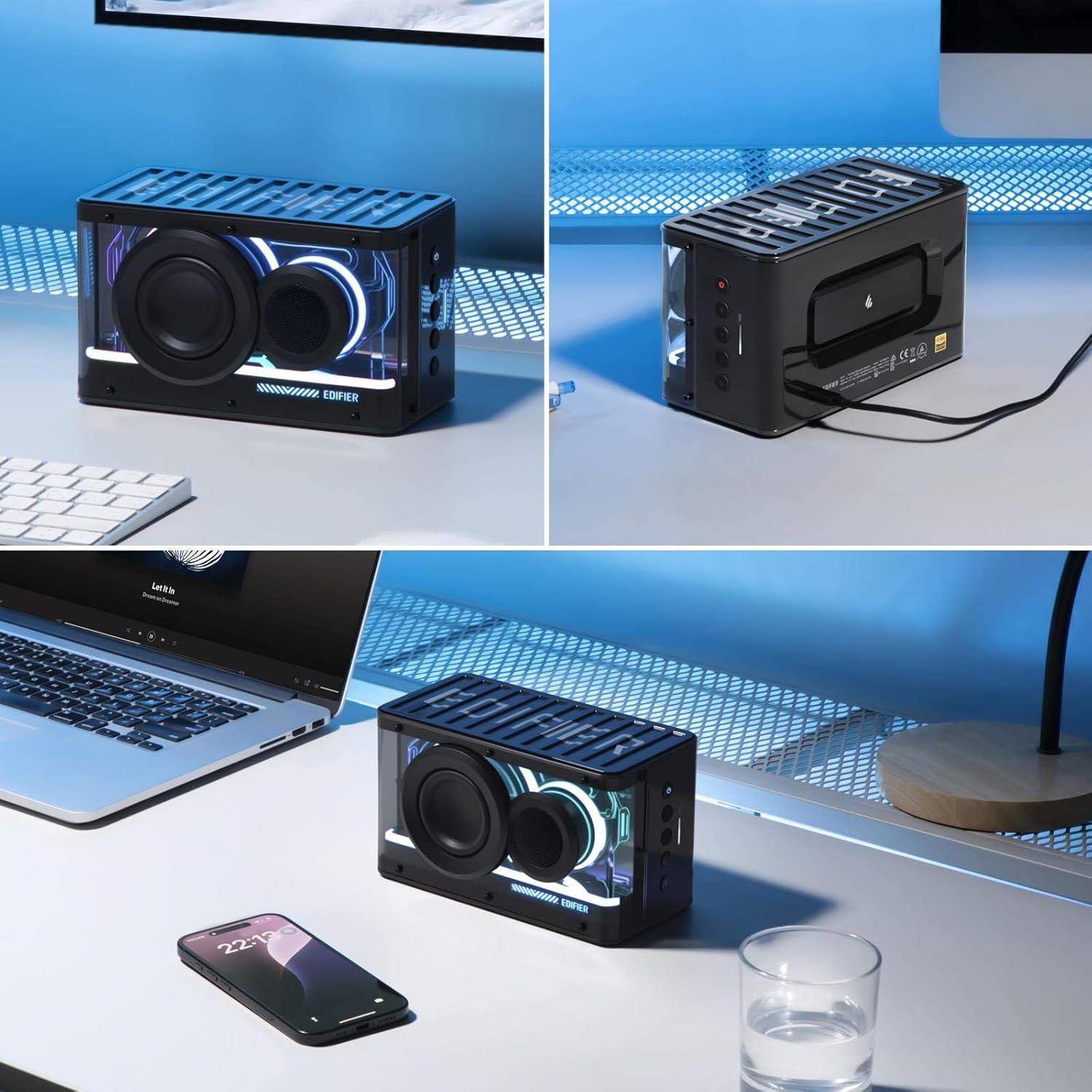 Edifier QD25 Bluetooth Speaker, Portable Desktop Audio, 25W RMS Dynamic Sound, Hi-Res Audio Splendid Light Effects 15H Playtime Bluetooth 6.0 Wireless Stereo Pairing (Black) image number 2