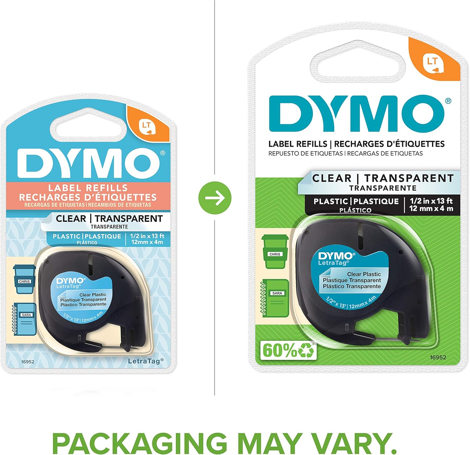 DYMO Letratag Labeler Plastic Tape 12Mm X 4M Clear image number 4