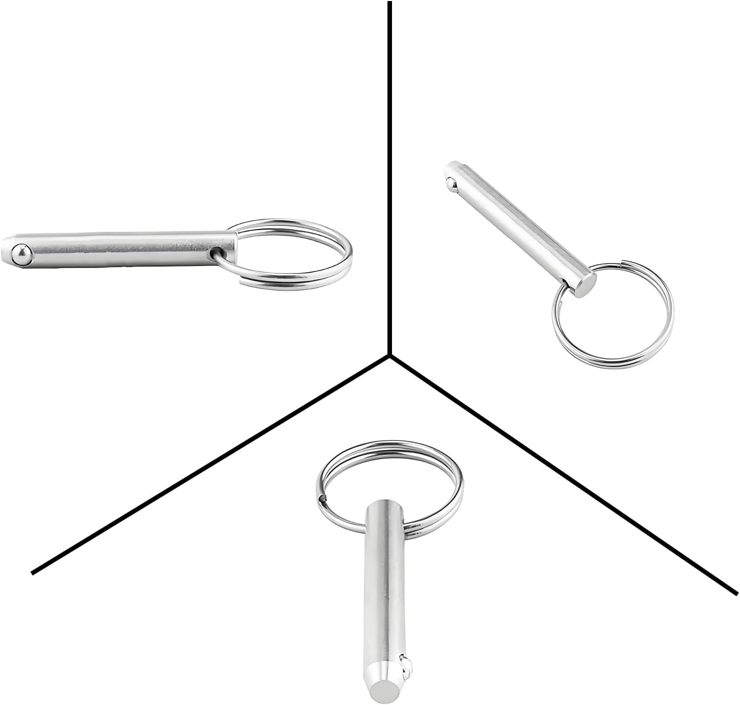 4 Pcs Stainless Steel Quick Release Pin with Spring Loaded Ball End Circle Ring Stainless Steel, Bimini Tops for Boats Accessories (10X65Mm) image number 3