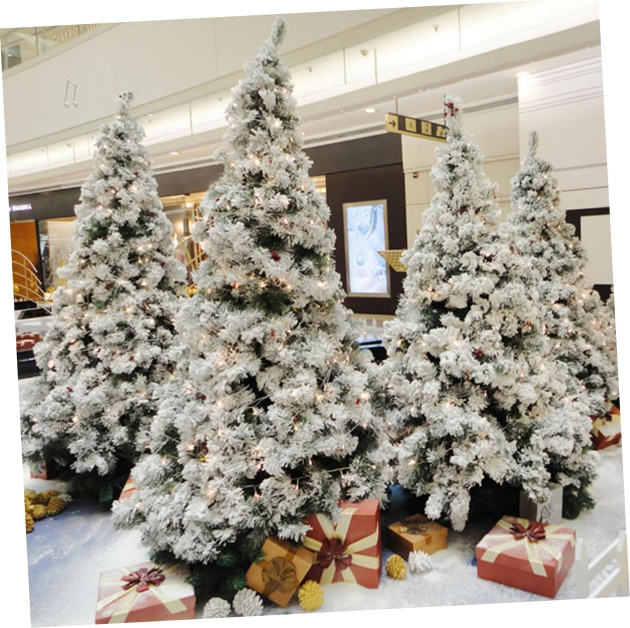 Artificial Flocked Christmas Tree Decor Home Xmas Tree Adornment White Simulated Christmas for Decoration Random Style image number 2