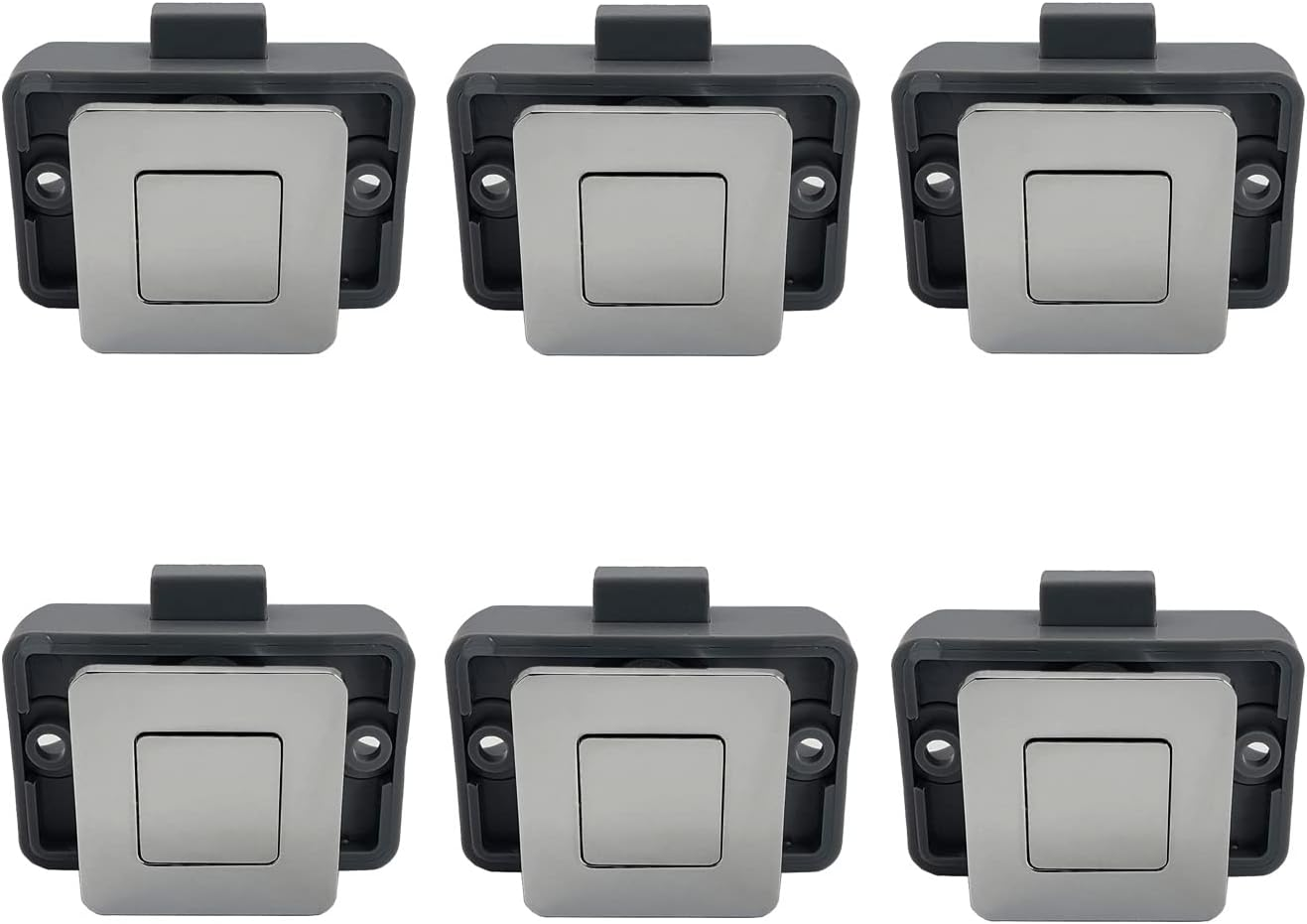 6 Packs PUROCEAN Metal Push Button Latch Square RV Push Button Catch (Black)