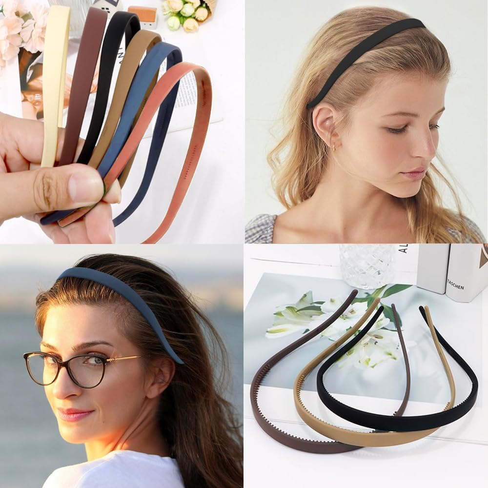 TTPSRY Set of 6 Narrow Hair Bands Thin Plastic Headband Hair Band Multicoloured Headband Hair Accessories Women image number 3