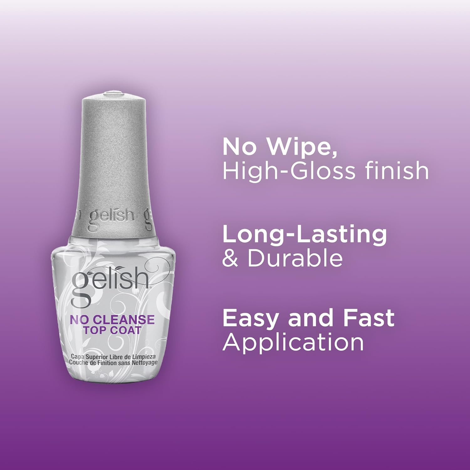 Gelish No Cleanse Top Coat Gel Polish, 15 Ml image number 1