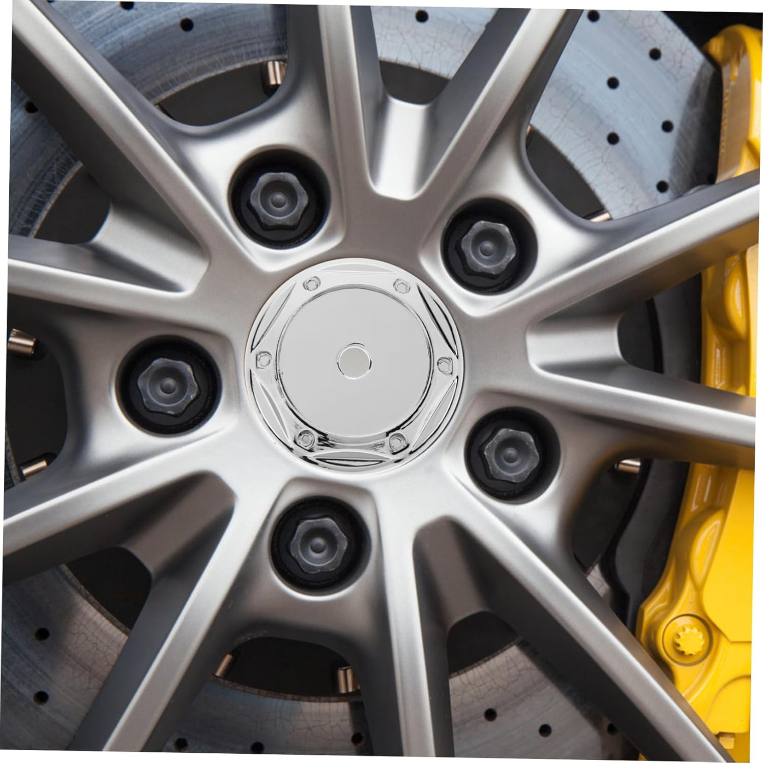 Happyyami 4Pcs 68Mm Silver Auto Wheel Hub Center Caps Car Rim Center Caps Replacement for Vehicle Wheels image number 2