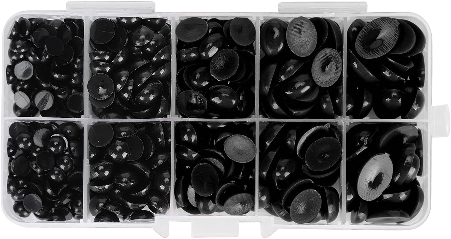 RIZGHWOY Teddy Bear Eyes Noses, Practical Convenient Toy Eyes Noses Wear-Resistant for Teddy Bears for Hand Puppets for Stuffed Animals for Puppet Crafts (580 Pieces per Box (Yellow))