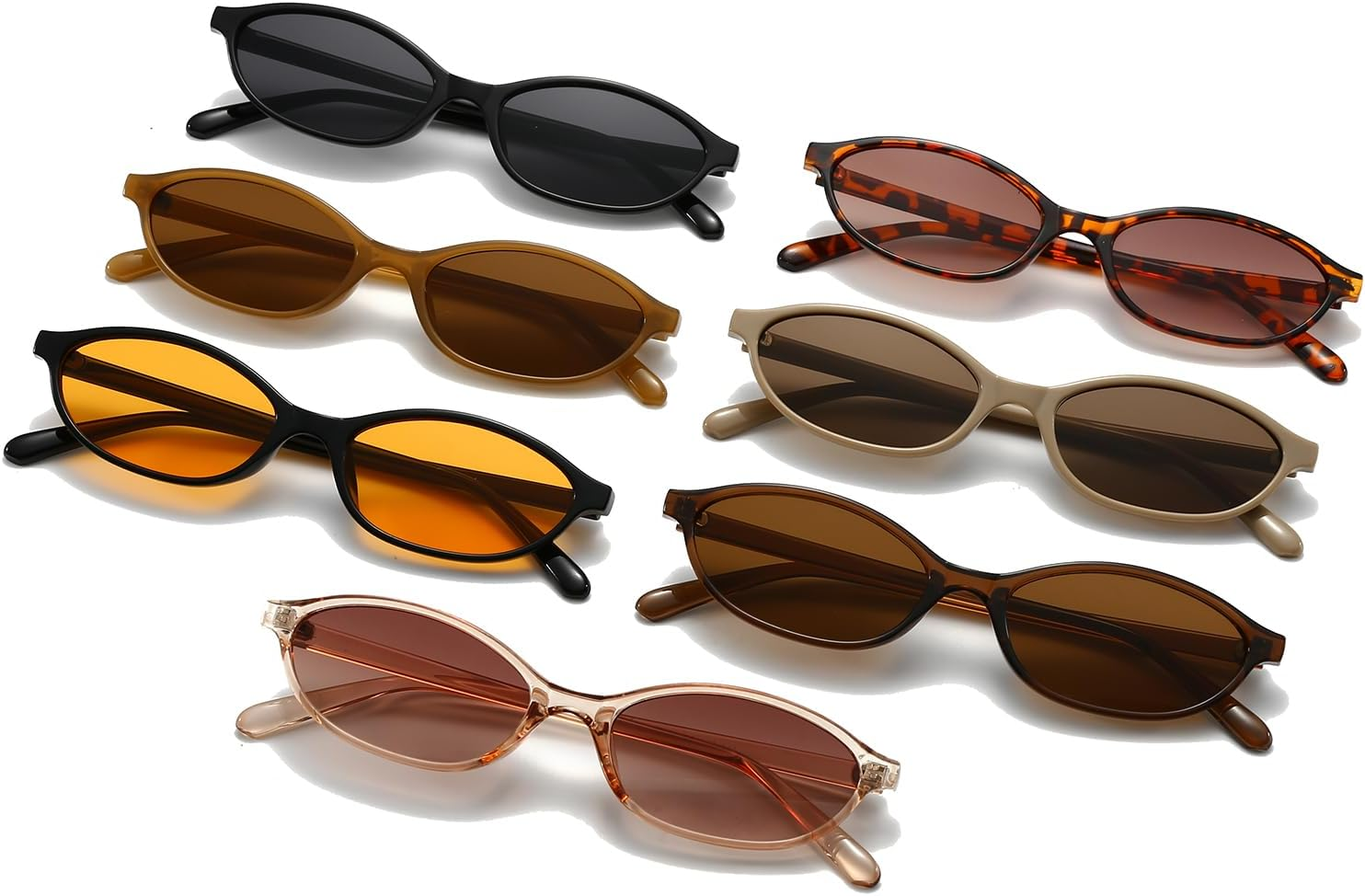 LJCZKA Retro Oval Cat Eye Sunglasses for Women 90S Trendy Small Frame Sunnies Vintage Cateye Y2K Shades UV400 Protection image number 3