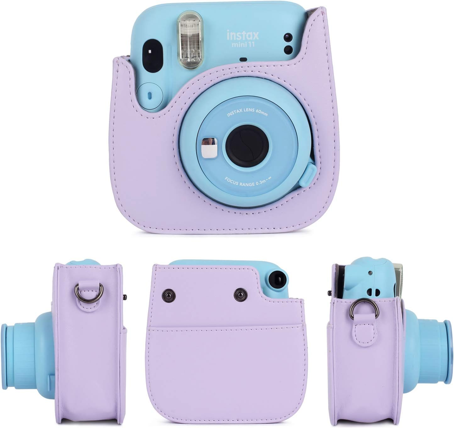Phetium Instant Camera Case Compatible with Fujifilm Instax Mini 11,PU Leather Bag with Pocket and Adjustable Shoulder Strap (Lilac Purple) image number 4