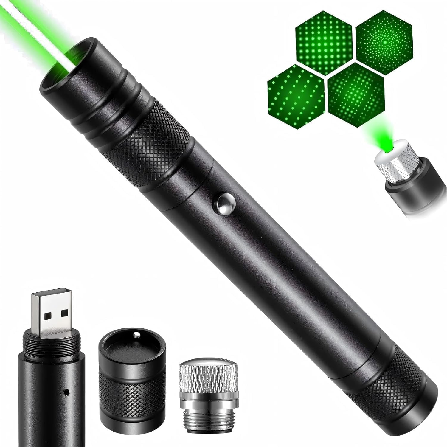 Professional Rechargeable Flashlight Long Distance Range Light for TV/LED/LCD Screens, Tactical Flashlights for Outdoors Astronomic Constructions Indoor Presentation Office（Green）