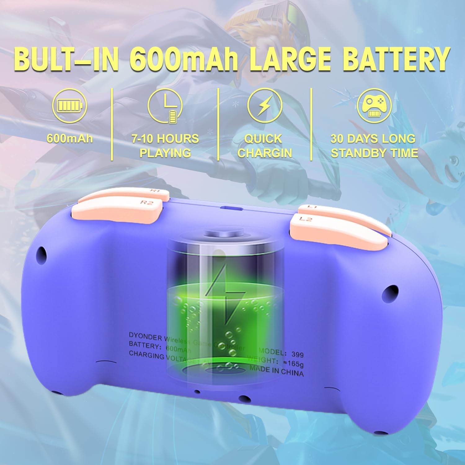 DYONDER Wireless Controller for Ps4,Mini Style PS4 Gamepad Compatible with Ps4/Pro/Slim,Pc Game Remote for Window10/8/7,Gaming Controller with Dual Vibration/6-Axis Sensor/Audio Function(Blue) image number 5