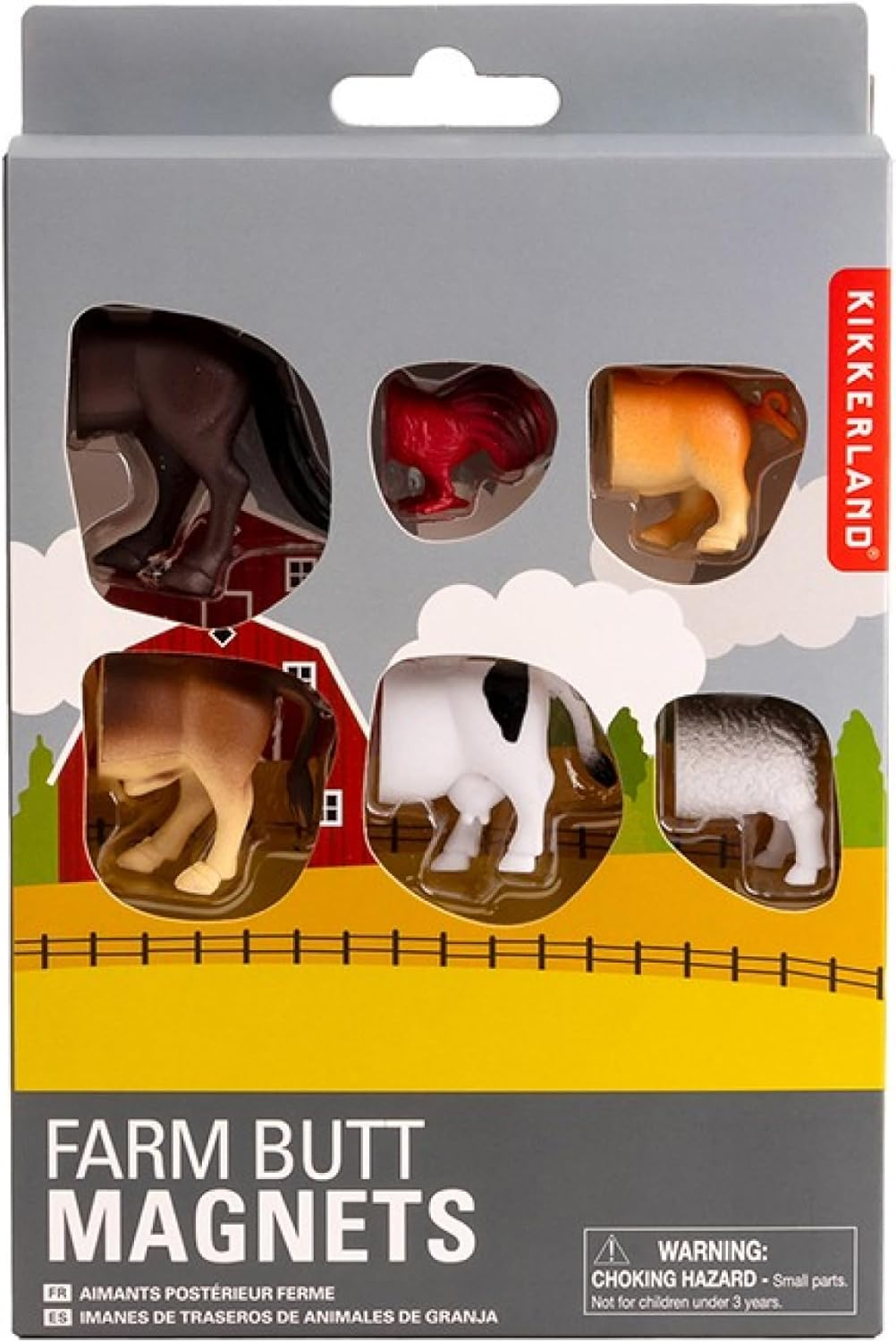 Kikkerland Farm Animal Butt Magnets, Set of 6 (MG26) image number 2