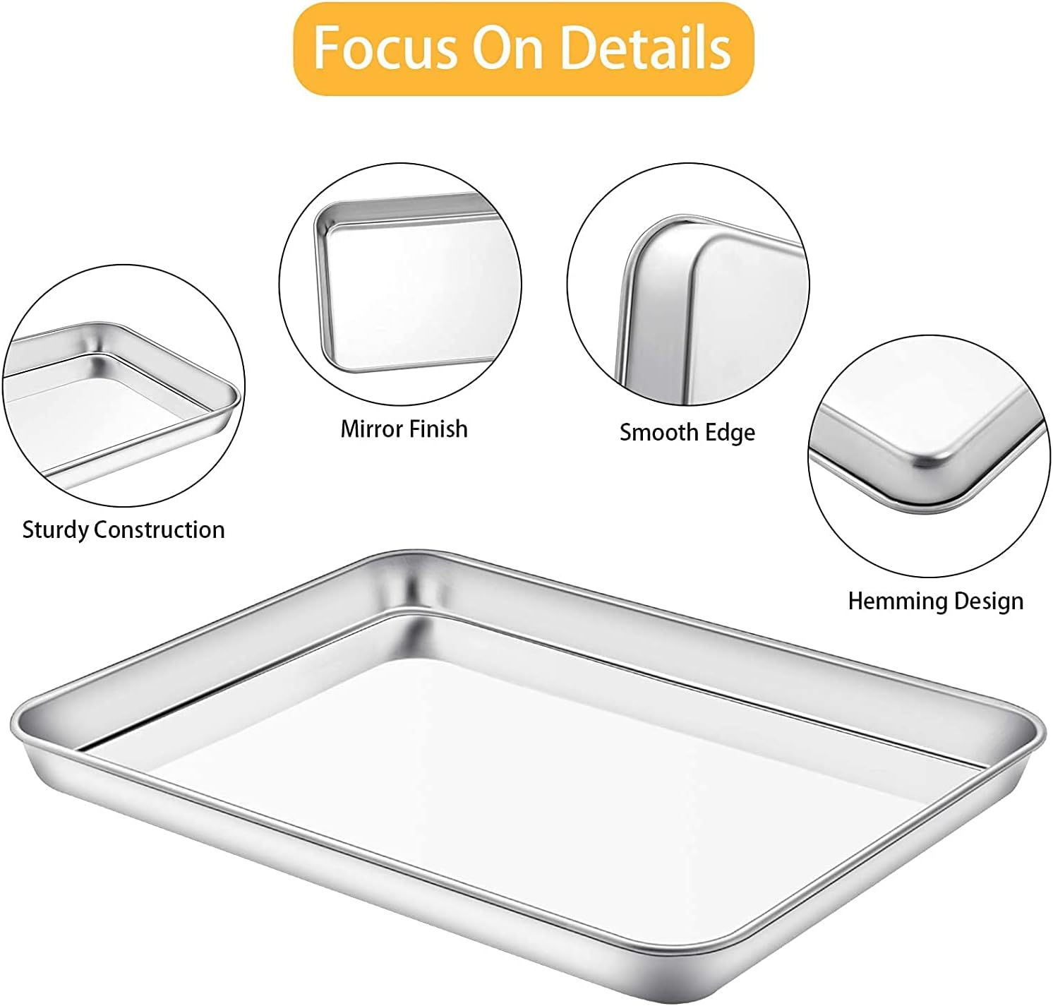 Qcfang Baking Sheet and Rack Set 15.7X11.8 Inch Stainless Steel Baking Pan Cookie Sheet with Cooling Rack Rectangle Toaster Oven Baking Pans Tray Sheet with Cooling Rack image number 1