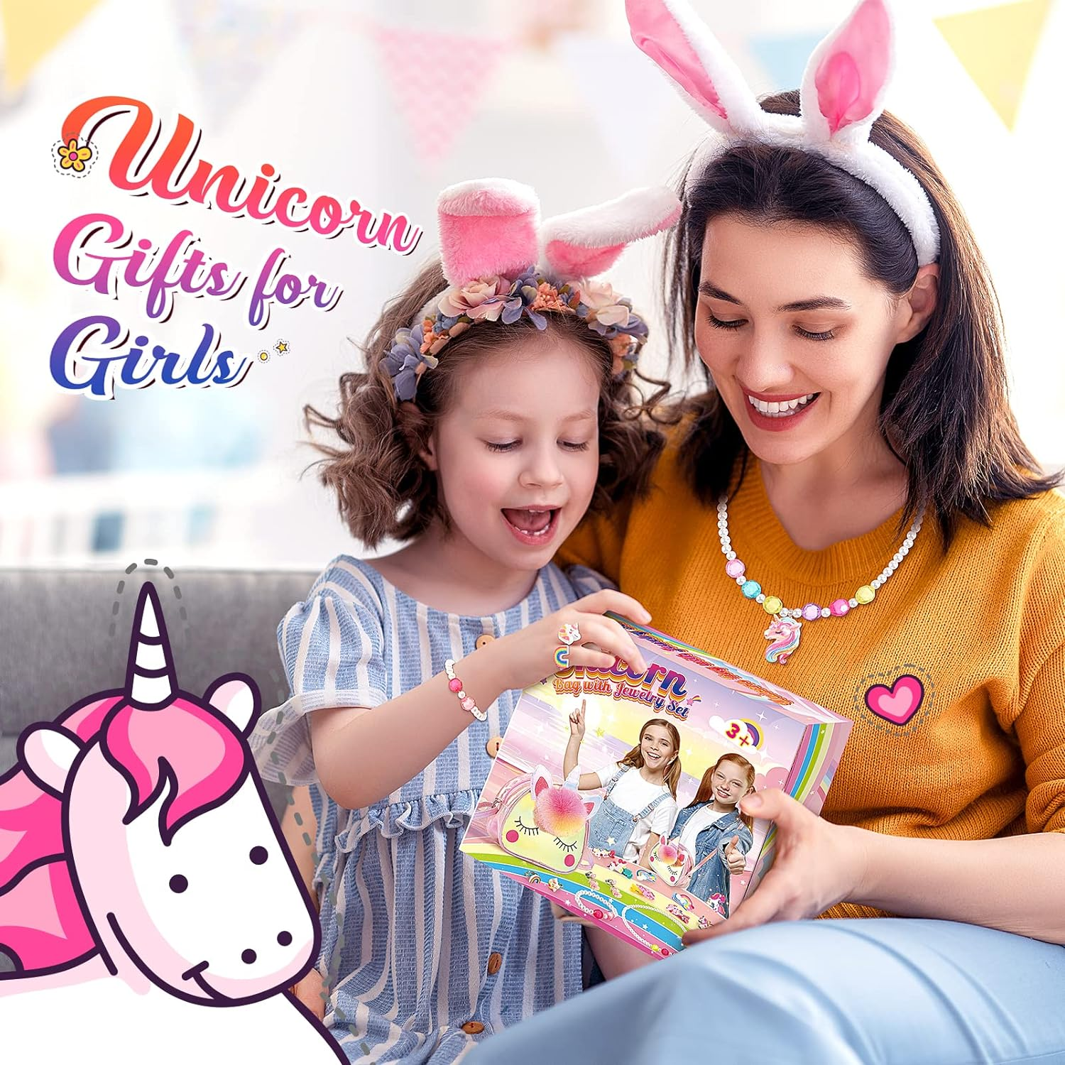 Unicorn Toys for 3-8 Year Old Girls, Vingtank Unicorn Bag with Jewelry Set Unicorns Gifts for Girl Age 3-8 Sweet Princess Toys Christmas Birthday Gifts for 3 4 5 6 7 8 Year Old Girls image number 3