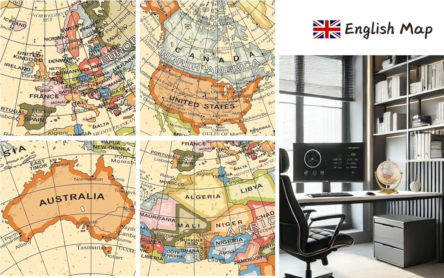 Exerz 10Cm Antique Globe - Mini Globe - Vintage Colour Modern Map (Diameter: 10Cm) image number 3