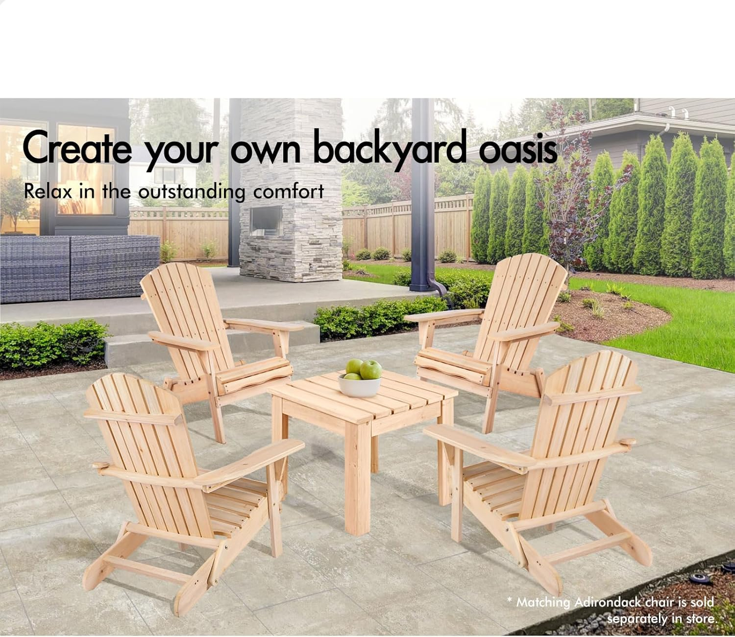 ALFORDSON Outdoor Wooden Side Desk for Adirondack Chair Bench, Durable Fir Wood Coffee Table for Patio Garden Porch Beach Armchair Lounge Seater, Lawn Furniture Tabletop, Wood - White image number 3