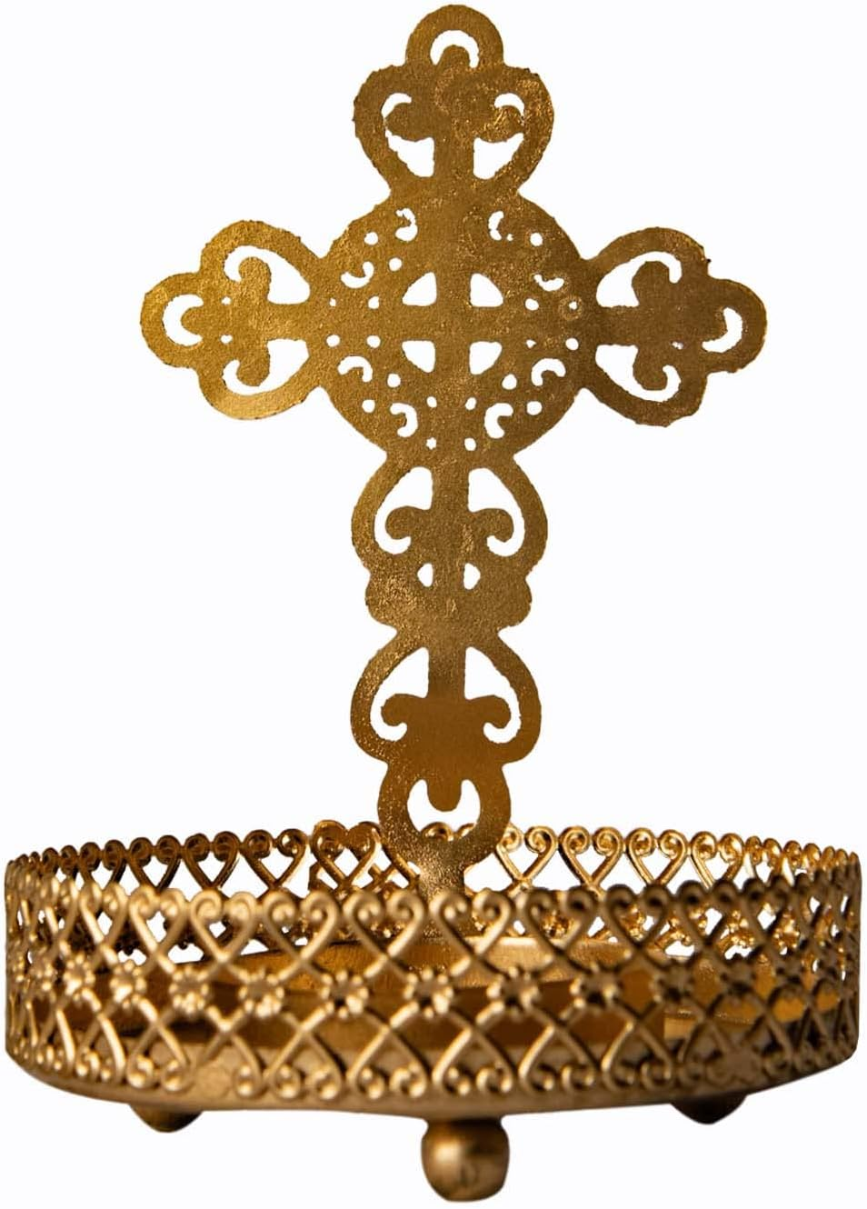 Wc_Shadow Religious Candle Holders for Christmas & Home Decorations Catholic Alter for Home Tealight Stand Cross for Candles Cross Holder Stand for Gift Jesus Candle Holder (Pack of 2)