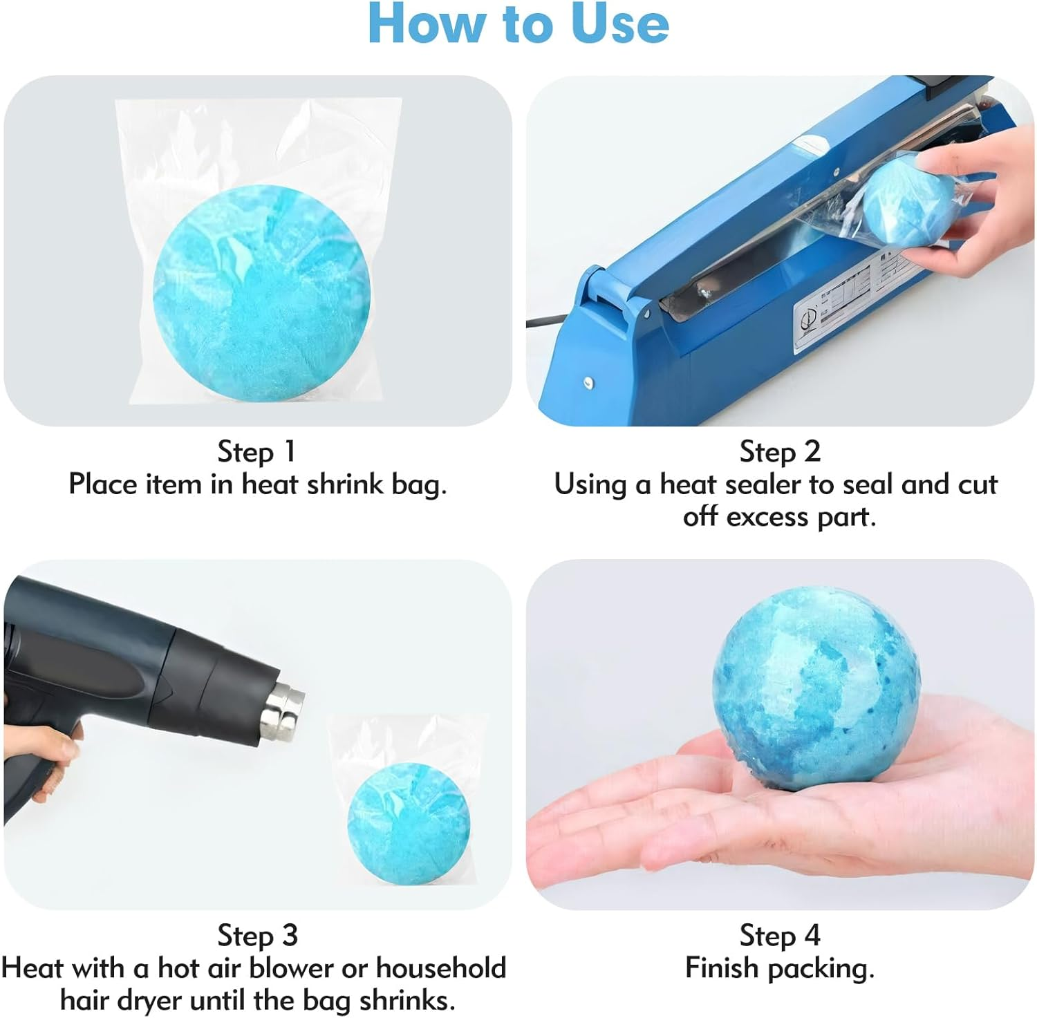 Shrink Wrap Bags, [200 Pcs] 4.5 * 7 Inches Clear PVC Heat Shrink Wrap Bags, Small Shrink Wrap Bags for Packagaing Soap Bath Bombs Candles and Homemade DIY Projects image number 2