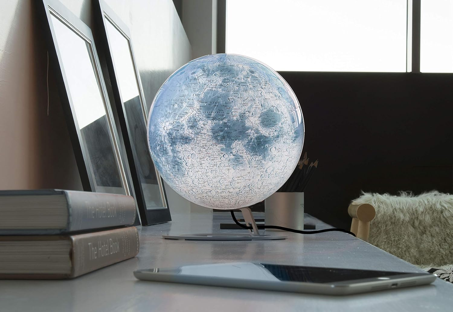 National Geographic 8007239977211 30 Cm the Moon Illuminated Globe, White