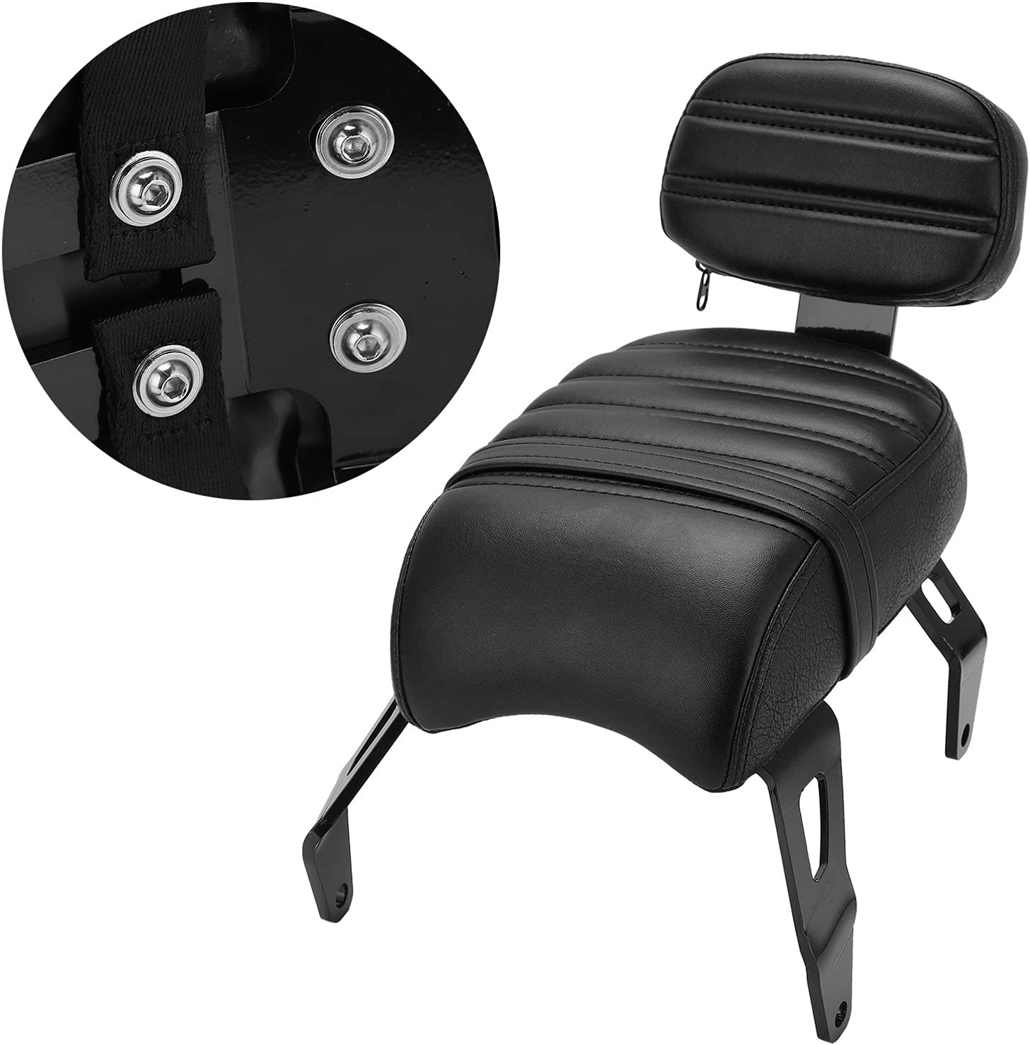 Passenger Seat Backrest, Detachable Rear Passenger Seat with Backrest Pad Set, Soft Leather Waterproof, Compatible with Indian Scout Bobber 2018-2021, Black, ABS image number 4