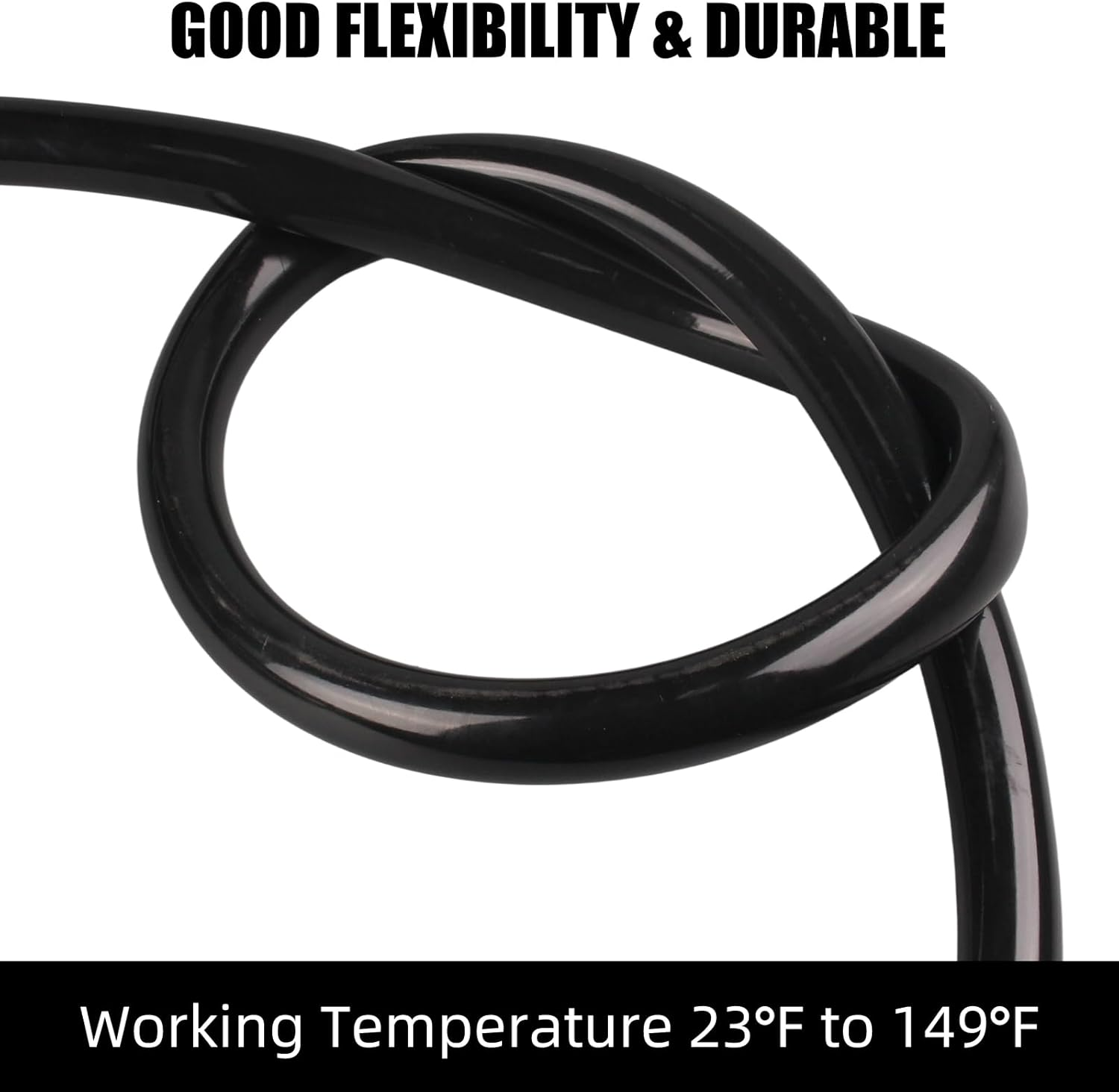 Black Vinyl Tubing 1" ID X 1-1/4" OD - 10 Ft PVC Flexible Plastic Tube Hybrid Hose with 4 Stainless Clamps, Transfer Water Air Oil for Pond Fountain Garden. image number 1