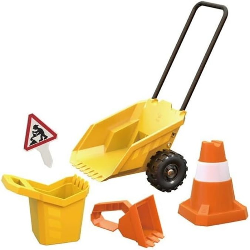 Hape Construction Sand Toy Dumper Set &ndash; 5-Piece Kids Playset with Dumper, Digger Bucket & Bulldozer &ndash; Beach & Sandbox Toys for Digging, Scooping & Construction Play image number 1