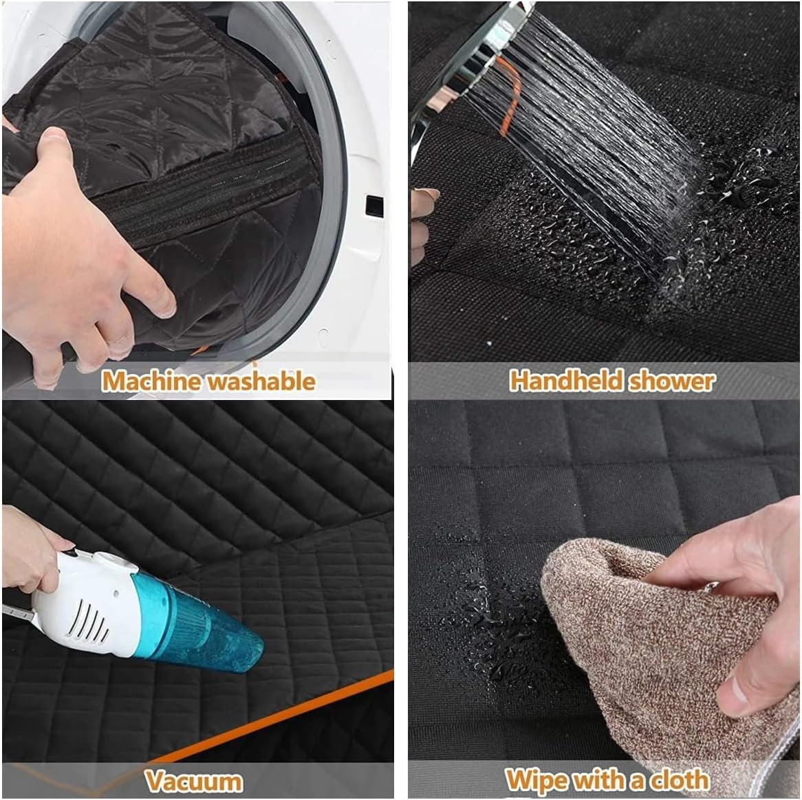 Dog Car Seat Cover Hard Bottom, Waterproof Pet Car Seat Cover Dog Car Hammock for Suvs Sedans Vans, Non-Slip Large Size Universal Fit Dog Seat Cover with Bumper Flap & Side Protectors, Black image number 3