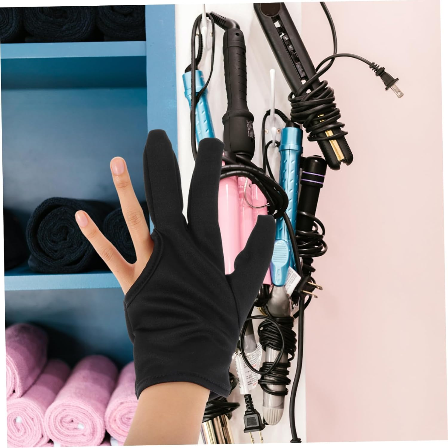 NIYANGLE 2Pcs Hair Styling Gloves Scald Mitts Thermal Protection for Women Finger Protector for Hair Straightener image number 4