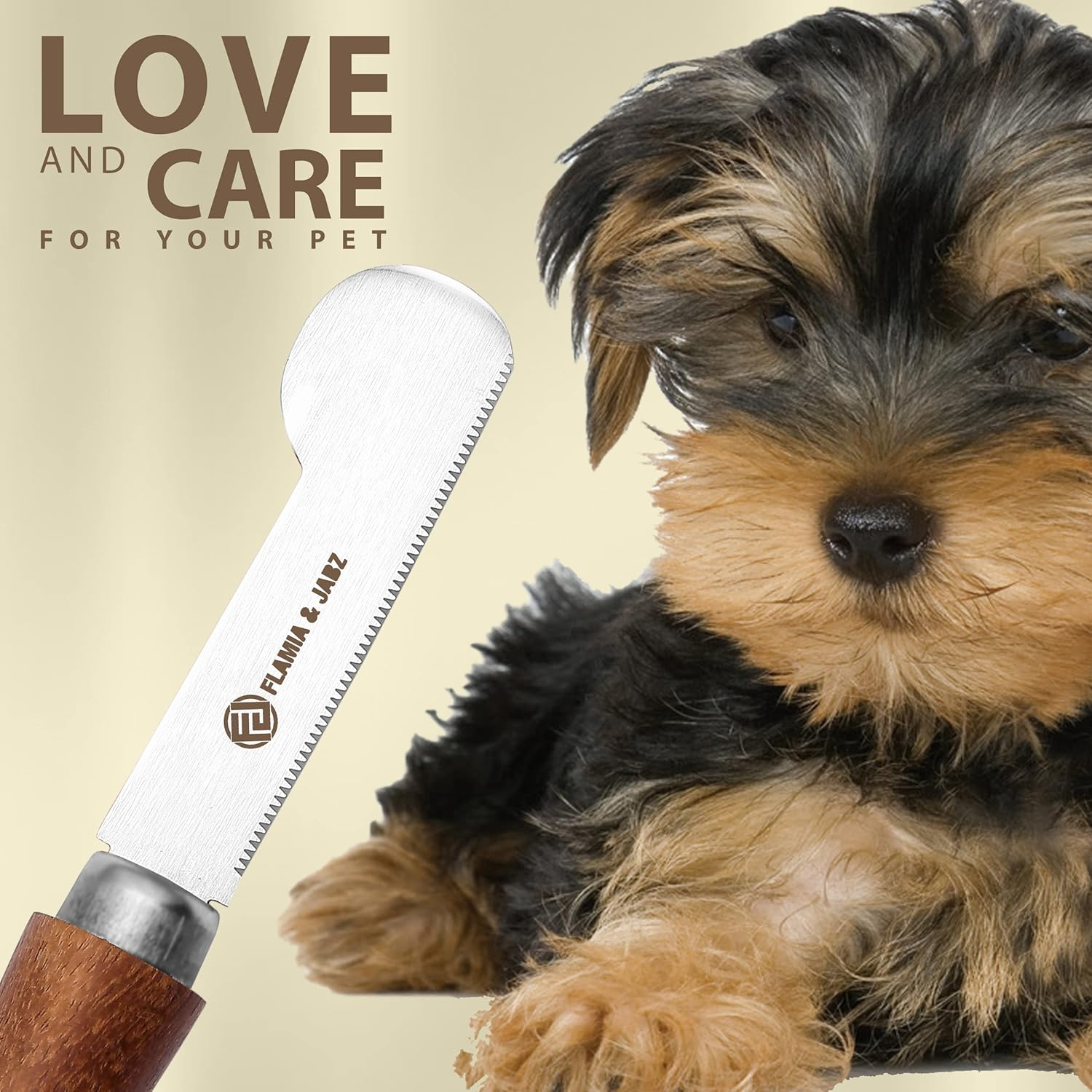 Professional Stripping Knife for Dogs & Pets, round Wooden Handle Grip with Stainless Steel Blade (Extra-Fine, Right Handed) image number 4