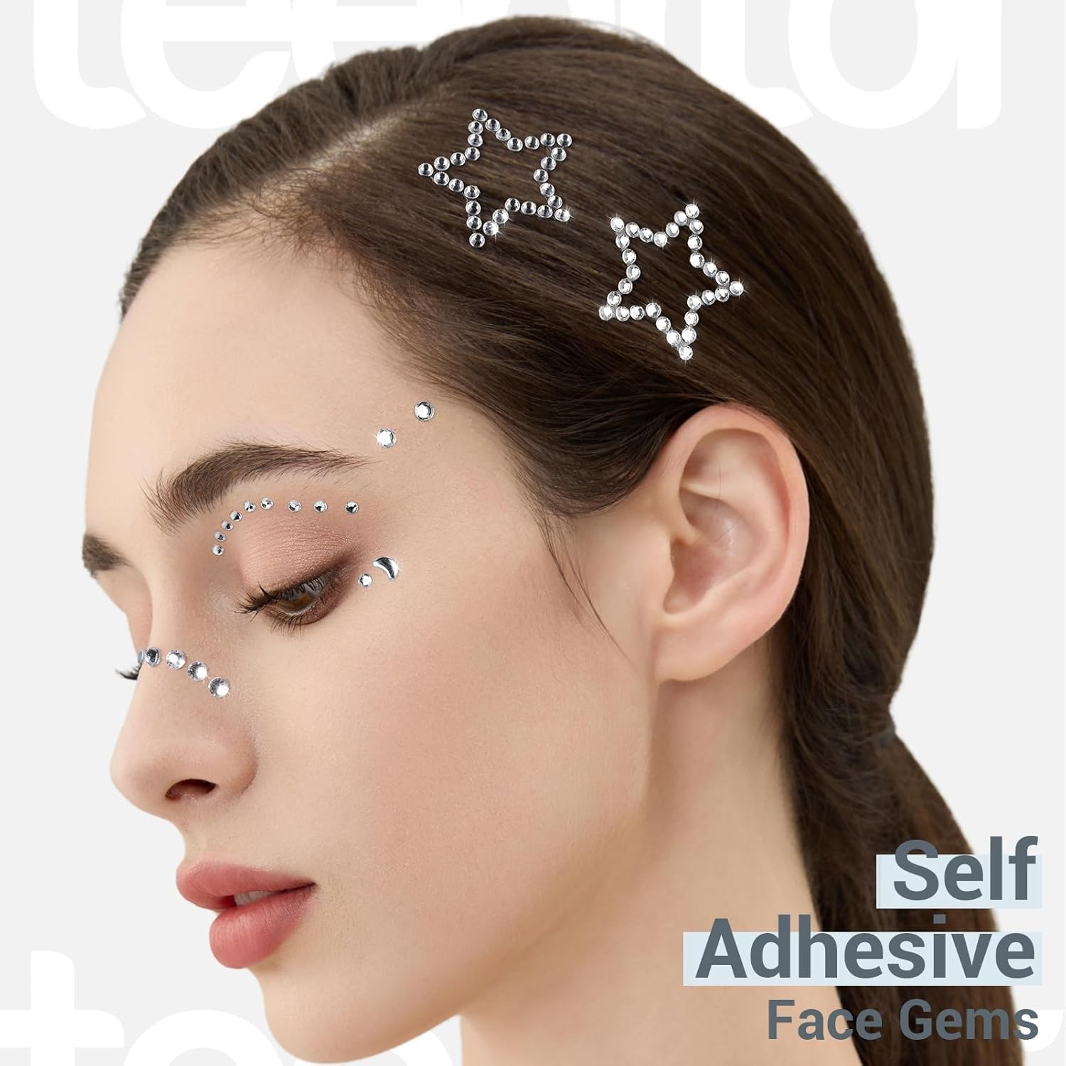 Chengruiy Face Gems - Self-Adhesive Rhinestone & Pearl Stickers Multi-Purpose Body Jewelry for Face, Eye, Hair, Nail Waterproof Sparkling Accessories for Women, Girls, Teens (Party, Rave, Festival) image number 5