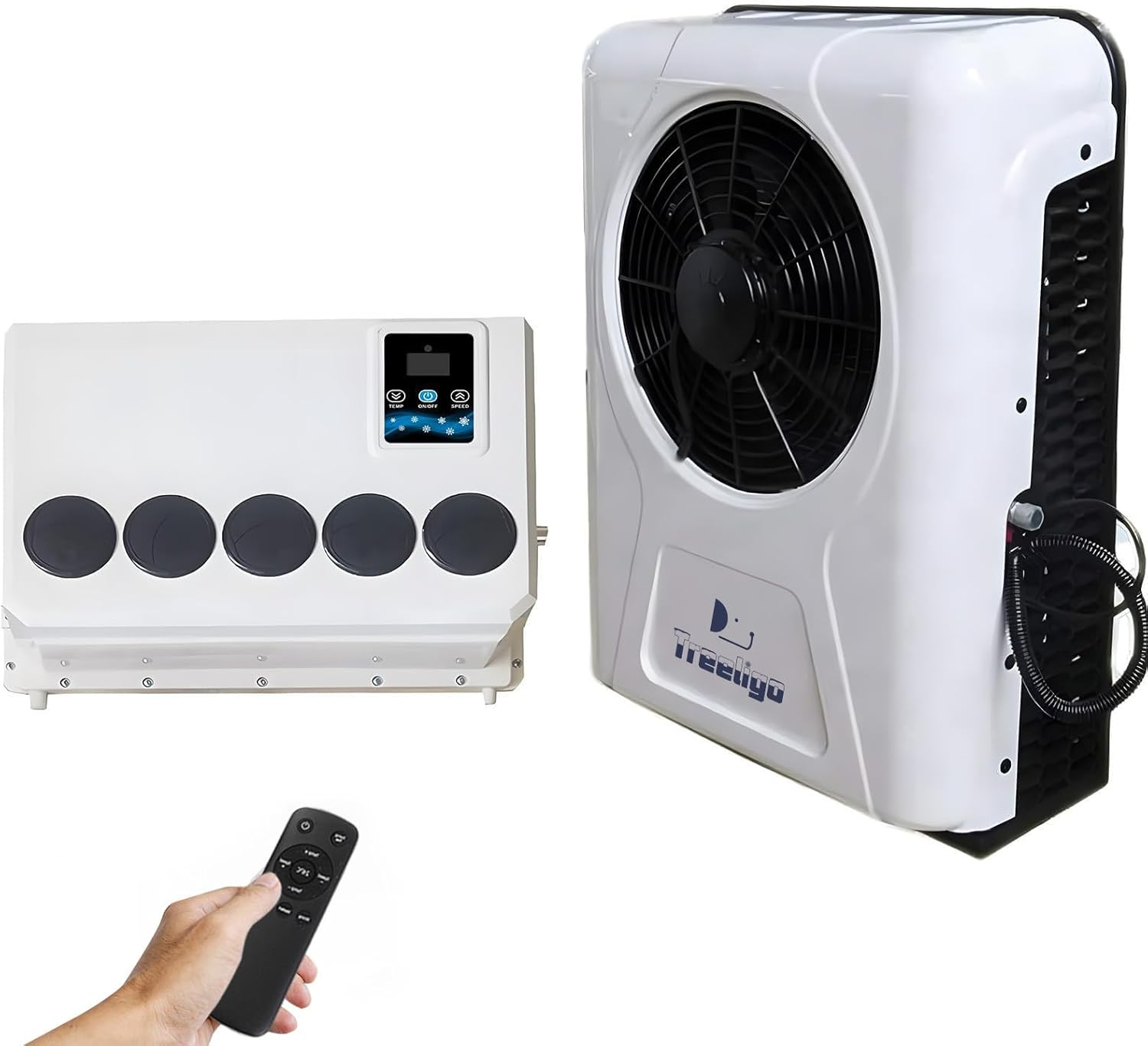 Treeligo DC 12V Universal Electric RV Truck Air Conditioner Camper A/C Unit 10000 BTU Fast Cooling for Motorhome Bus Tractor Automotive Air Conditioner （White） image number 3