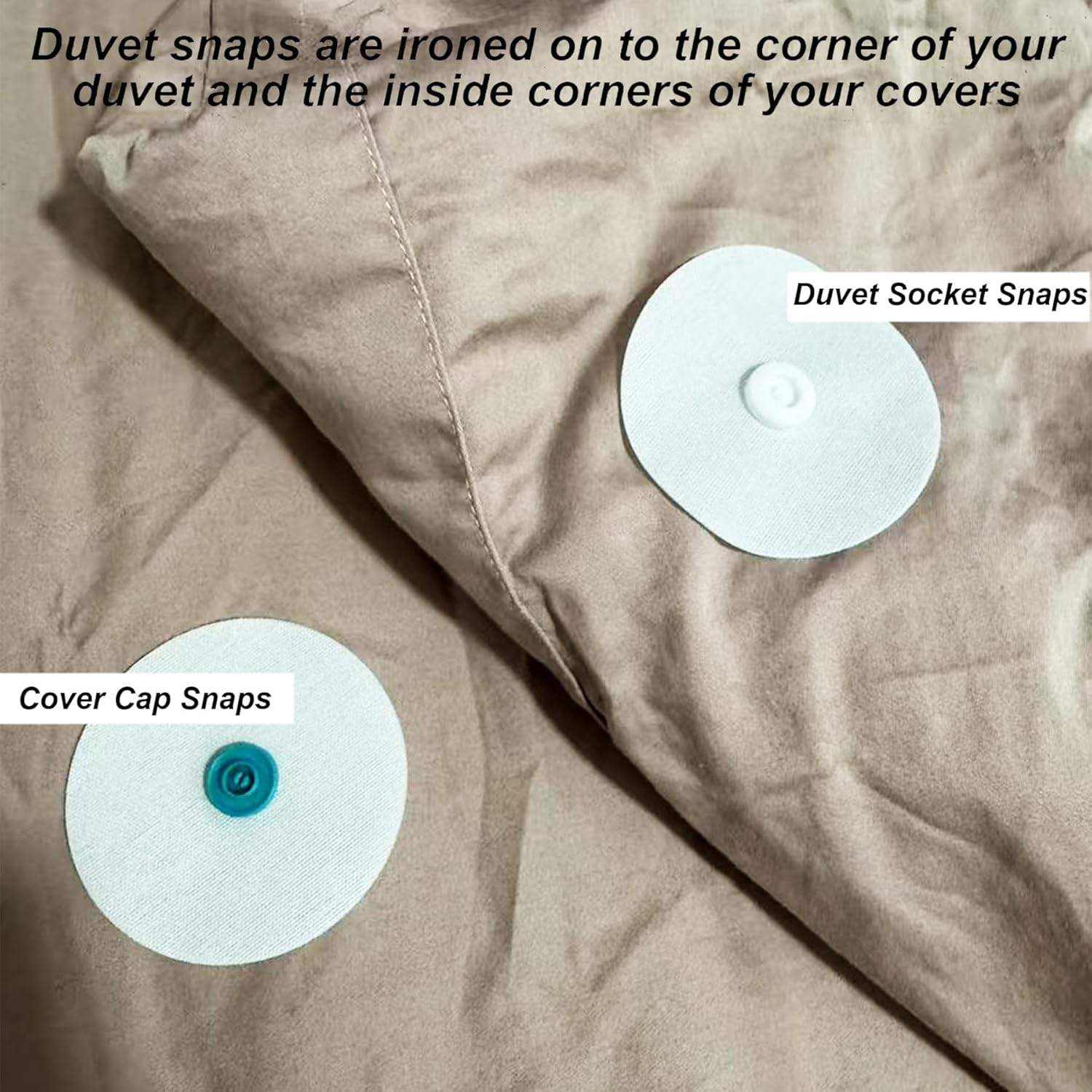 20 Pcs (10 Pairs) Duvet Snaps - Prevent Comforter Duvet Cover Snaps Fasteners - Iiron on Duvet Snaps -Corner Keepers Prevent Duvet from Shifting in the Quilt Cover Fits All Thickness Quilt Sheets image number 2