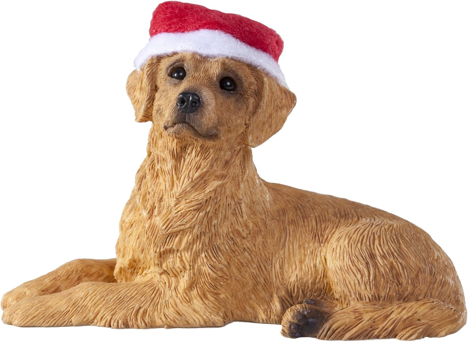 Sandicast Golden Retriever with Santa Hat Christmas Ornament