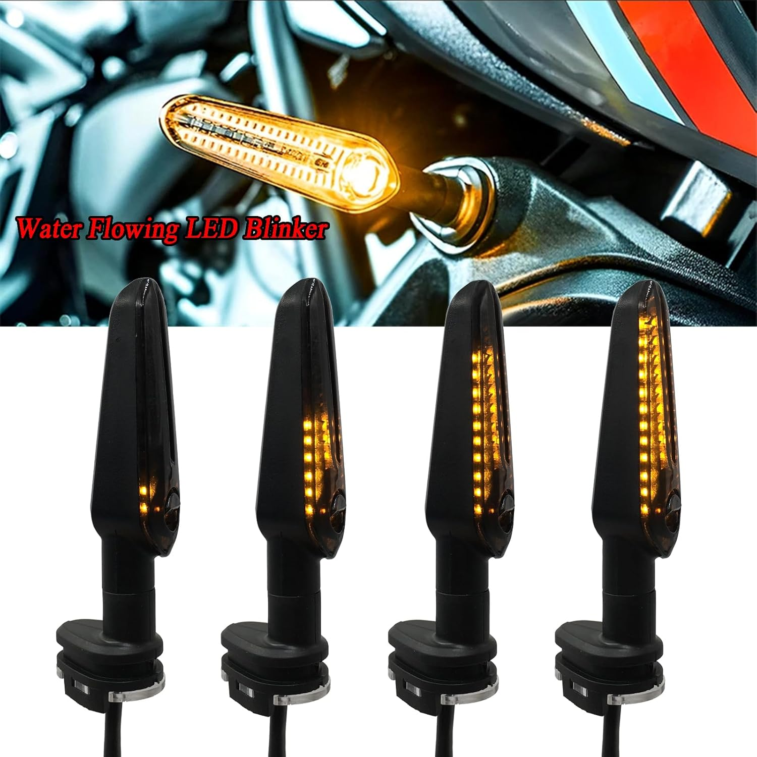 2PCS 12 Leds Motorcycle Turn Signals Water Flowing Indicator Arrow Blinker Lamps Compatible with YAMAHA MT07 TRACER 700 MT09 MT10 MT15 MT125 YZF R1/R3/R6/R6S XSR 700/900 (Smoke) image number 3