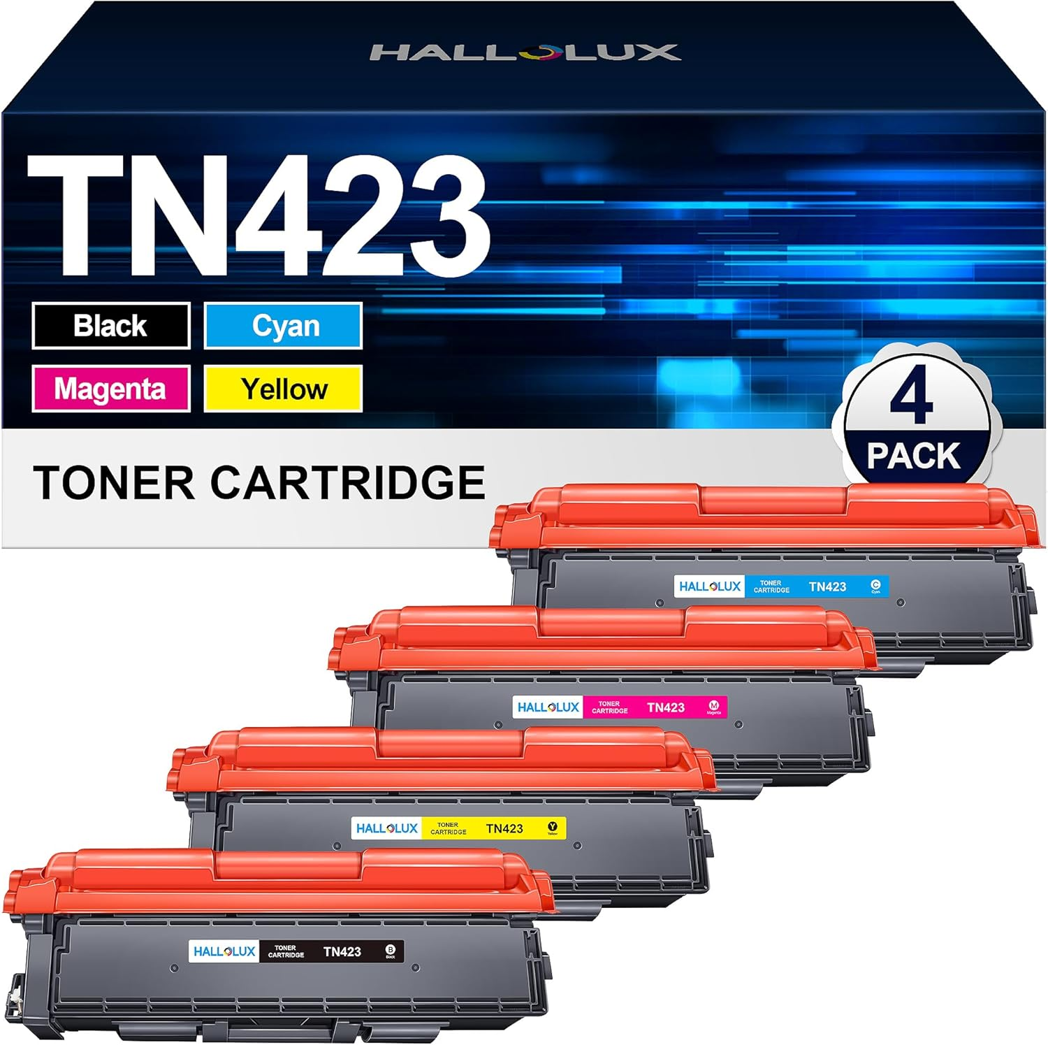 TN423 TN-423 Toner Compatible with Brother TN-423 Toner Multipack TN421 TN-421 for Brother MFC-L8690CDW Toner HL-L8260CDW DCP-L8410CDW HL-L8360CDW (1 Black, 1 Cyan, 1 Magenta, 1 Yellow, Pack of 4)
