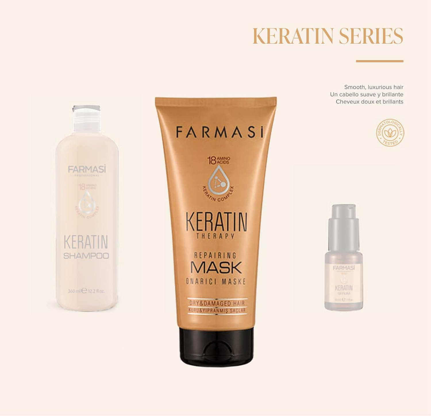 FARMASI Professional Keratin Therapy Repairing Hair Mask, Dry Damaged Color Treated Hair Restore, All Hair Types 6.7 Fl. Oz / 200 Ml image number 3