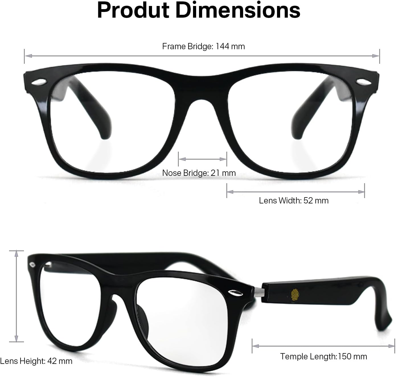 Smart Glasses for Men and Women, Blue Light Filtering Lenses, Audio Glasses with Mic & Speakers, Touch & Voice Assistant Compatible - up to 6 Hrs Battery, Bluetooth Glasses for Office, Driving, Clear, image number 3